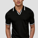 Modinzi men Shirts black / S Men’s Contrast Trim Polo Shirt – Short Sleeve Smart Casual Knit Top