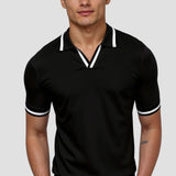 Modinzi men Shirts black / S Men’s Contrast Trim Polo Shirt – Short Sleeve Smart Casual Knit Top