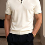Modinzi men Shirts Men’s Contrast Trim Polo Shirt – Short Sleeve Smart Casual Knit Top