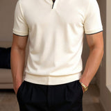 Modinzi men Shirts Men’s Contrast Trim Polo Shirt – Short Sleeve Smart Casual Knit Top