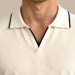 Modinzi men Shirts Men’s Contrast Trim Polo Shirt – Short Sleeve Smart Casual Knit Top