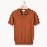 Modinzi mens Shirts Brown / S Men’s Lightweight Knitted Polo Shirt – Soft Short Sleeve Casual Top