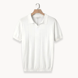 Modinzi mens Shirts White / S Men’s Lightweight Knitted Polo Shirt – Soft Short Sleeve Casual Top