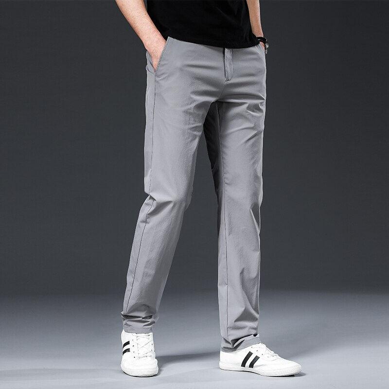 Modinzi Men Trousers Grey / 32 Men’s Lightweight Stretch Chino Pants – Slim Straight Comfort Fit