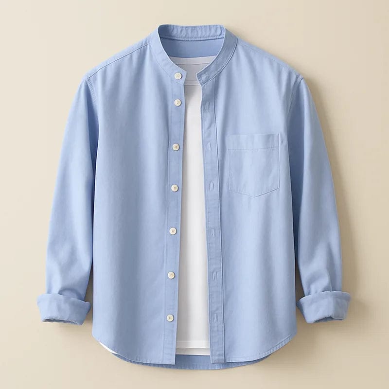 Modinzi mens Shirts Men's Mandarin Collar Casual Button Down Shirt – Long Sleeve Lightweight Cotton Top