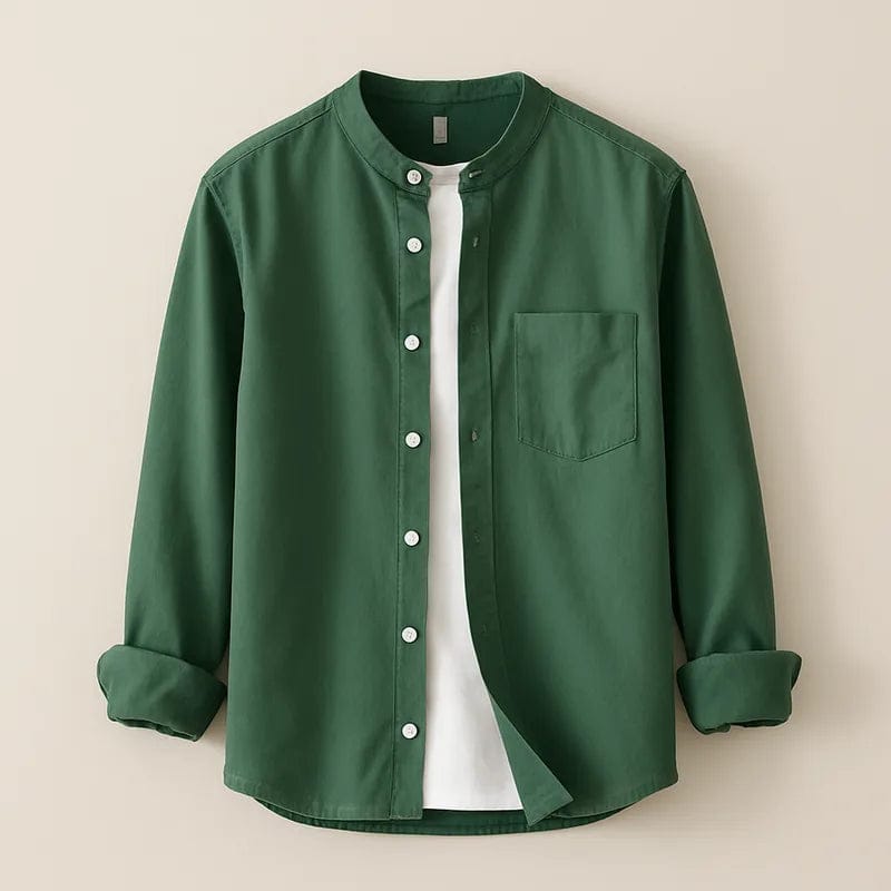 Modinzi mens Shirts Men's Mandarin Collar Casual Button Down Shirt – Long Sleeve Lightweight Cotton Top