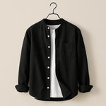 Modinzi mens Shirts Men's Mandarin Collar Casual Button Down Shirt – Long Sleeve Lightweight Cotton Top