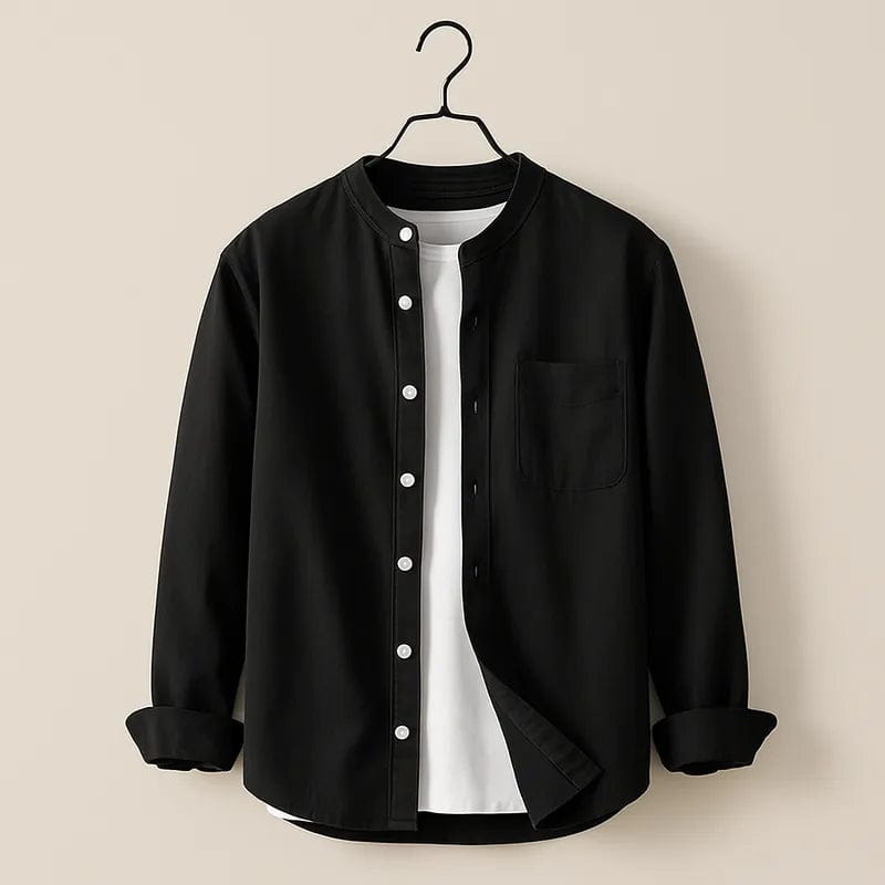 Modinzi mens Shirts Men's Mandarin Collar Casual Button Down Shirt – Long Sleeve Lightweight Cotton Top