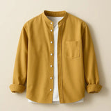 Modinzi mens Shirts Men's Mandarin Collar Casual Button Down Shirt – Long Sleeve Lightweight Cotton Top