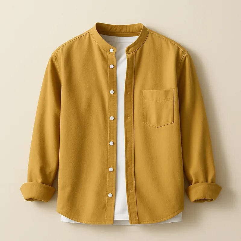 Modinzi mens Shirts Men's Mandarin Collar Casual Button Down Shirt – Long Sleeve Lightweight Cotton Top