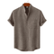 Modinzi men Shirts Khaki / M Men’s Mandarin Collar Linen Shirt – Short Sleeve Lightweight Summer Top