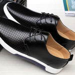 Modinzi mens shoes black / 6 Men’s Perforated Leather Derby Shoes – Smart Casual Lace-Up Sneakers with Breathable Design
