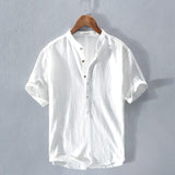 Modinzi mens Shirts White / M Men’s Premium Linen Short Sleeve Shirt – Lightweight Button-Front Casual Top