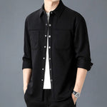 Modinzi men Shirts black / S Men’s Quilted Snap-Button Overshirt – Textured Long Sleeve Shirt