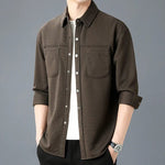 Modinzi men Shirts Brown / S Men’s Quilted Snap-Button Overshirt – Textured Long Sleeve Shirt