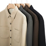 Modinzi men Shirts Men’s Quilted Snap-Button Overshirt – Textured Long Sleeve Shirt