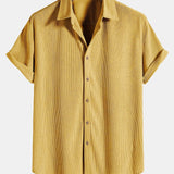 Modinzi mens set Men’s Ribbed Short Sleeve Shirt and Shorts Set – Casual Outfit