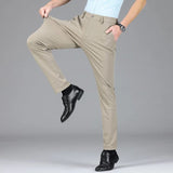 Modinzi Men Trousers Khaki / 32 Men’s Stretch Slim-Fit Trousers – Lightweight Business Casual Pants