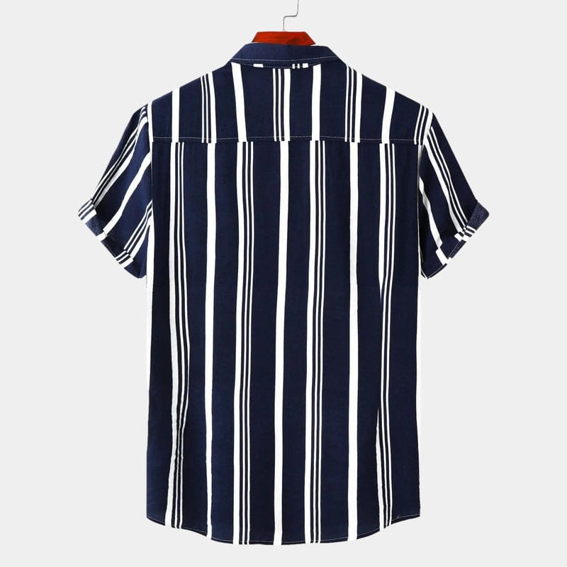 Modinzi mens Shirts Men’s Striped Short Sleeve Button Shirt – Lightweight Casual Summer Top