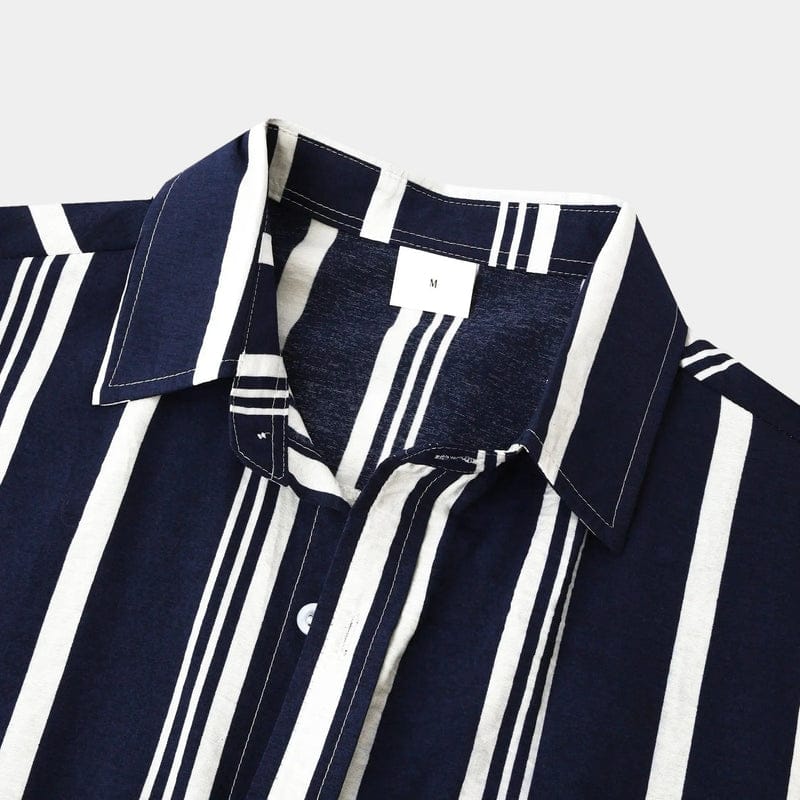 Modinzi mens Shirts Men’s Striped Short Sleeve Button Shirt – Lightweight Casual Summer Top