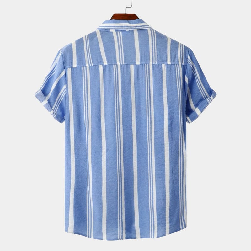 Modinzi mens Shirts Men’s Striped Short Sleeve Button Shirt – Lightweight Casual Summer Top