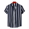 Modinzi mens Shirts Navy / S Men’s Striped Short Sleeve Button Shirt – Lightweight Casual Summer Top