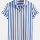 Modinzi mens set Men’s Striped Short Sleeve Shirt and Casual Pants Set – Lightweight Outfit