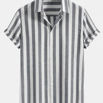 Modinzi mens set Men’s Striped Short Sleeve Shirt and Casual Pants Set – Lightweight Outfit