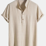 Modinzi mens set Men’s Striped Short Sleeve Shirt and Casual Pants Set – Lightweight Two-Piece Outfit