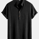 Modinzi mens set Men’s Striped Short Sleeve Shirt and Casual Pants Set – Lightweight Two-Piece Outfit