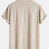 Modinzi mens set Men’s Striped Short Sleeve Shirt and Casual Pants Set – Lightweight Two-Piece Outfit