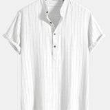 Modinzi mens set Men’s Striped Short Sleeve Shirt and Casual Pants Set – Lightweight Two-Piece Outfit