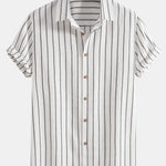 Modinzi mens set Men’s Striped Short Sleeve Shirt and Linen Pants Set – Relaxed Summer Outfit