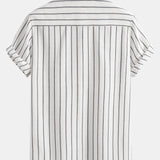 Modinzi mens set Men’s Striped Short Sleeve Shirt and Linen Pants Set – Relaxed Summer Outfit