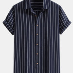 Modinzi mens set Men’s Striped Short Sleeve Shirt and Linen Pants Set – Relaxed Summer Outfit