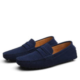 Modinzi mens shoes Blue / 6 Men’s Suede Driving Loafers – Classic Slip-On Penny Moccasins with Rubber Sole