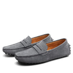 Modinzi mens shoes Grey / 6 Men’s Suede Driving Loafers – Classic Slip-On Penny Moccasins with Rubber Sole