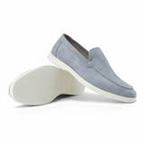 Modinzi mens shoes light blue / 6 Men’s Suede Slip-On Loafers – Lightweight Casual Driving Shoes with White Sole