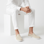 Modinzi mens shoes Men’s Suede Slip-On Loafers – Lightweight Casual Driving Shoes with White Sole