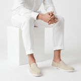 Modinzi mens shoes Men’s Suede Slip-On Loafers – Lightweight Casual Driving Shoes with White Sole