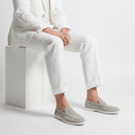 Modinzi mens shoes Men’s Suede Slip-On Loafers – Lightweight Casual Driving Shoes with White Sole