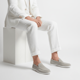 Modinzi mens shoes Men’s Suede Slip-On Loafers – Lightweight Casual Driving Shoes with White Sole