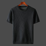 Modinzi mens Shirts black / S Men’s Textured Knit Short Sleeve Top – Lightweight Crew Neck Pullover