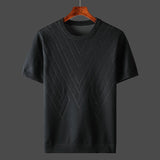Modinzi mens Shirts black / S Men’s Textured Knit Short Sleeve Top – Lightweight Crew Neck Pullover