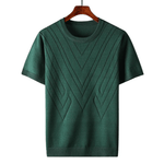 Modinzi mens Shirts Green / S Men’s Textured Knit Short Sleeve Top – Lightweight Crew Neck Pullover