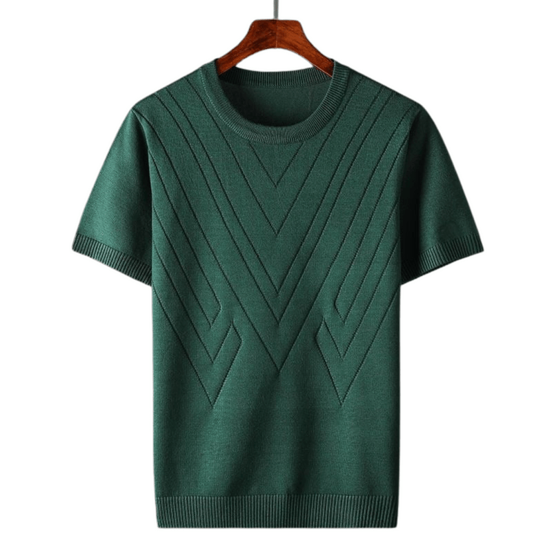 Modinzi mens Shirts Green / S Men’s Textured Knit Short Sleeve Top – Lightweight Crew Neck Pullover