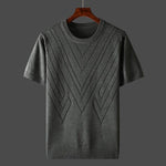 Modinzi mens Shirts Grey / S Men’s Textured Knit Short Sleeve Top – Lightweight Crew Neck Pullover