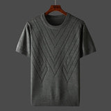 Modinzi mens Shirts Grey / S Men’s Textured Knit Short Sleeve Top – Lightweight Crew Neck Pullover