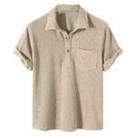 Modinzi mens Shirts Beige / S Men’s Textured Short Sleeve Shirt – Lightweight Summer Casual Top