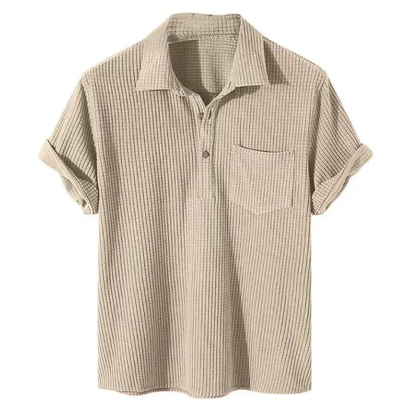 Modinzi mens Shirts Beige / S Men’s Textured Short Sleeve Shirt – Lightweight Summer Casual Top